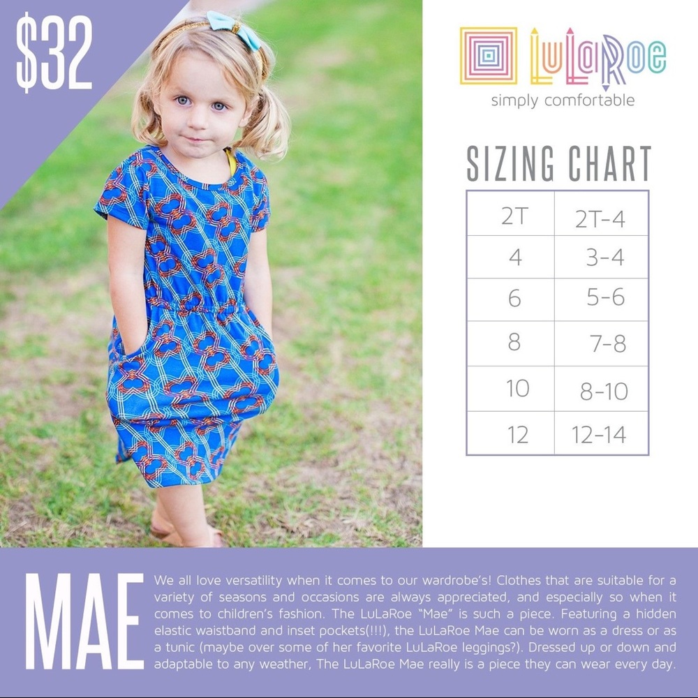 FINAL Price LuLaRoe Mae Kids Dress with Pockets - Picture 5 of 8